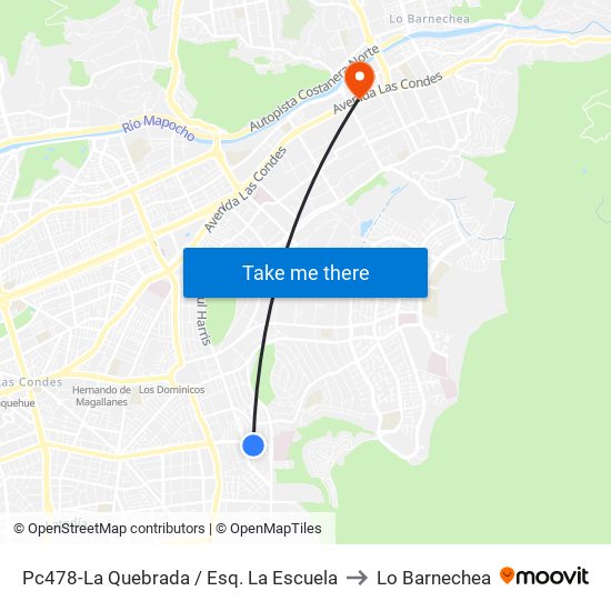 Pc478-La Quebrada / Esq. La Escuela to Lo Barnechea map
