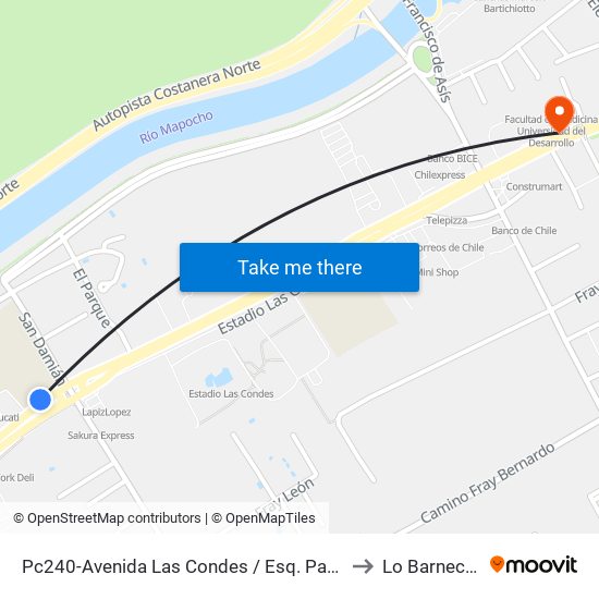 Pc240-Avenida Las Condes / Esq. Pamplona to Lo Barnechea map