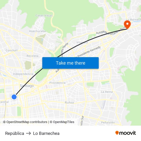 República to Lo Barnechea map