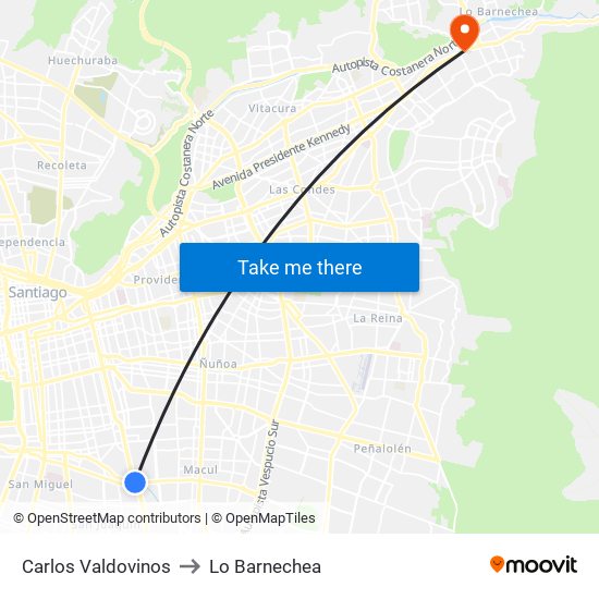 Carlos Valdovinos to Lo Barnechea map