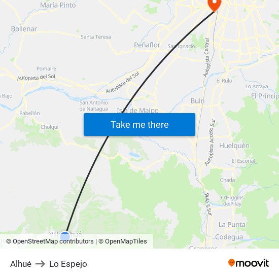 Alhué to Lo Espejo map