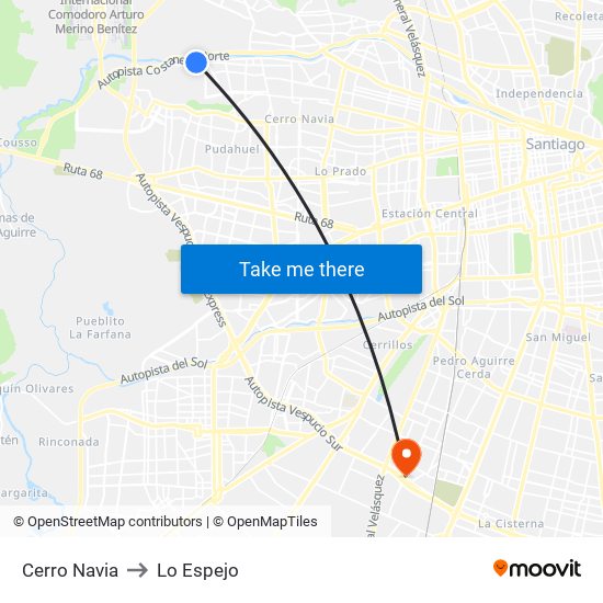 Cerro Navia to Lo Espejo map