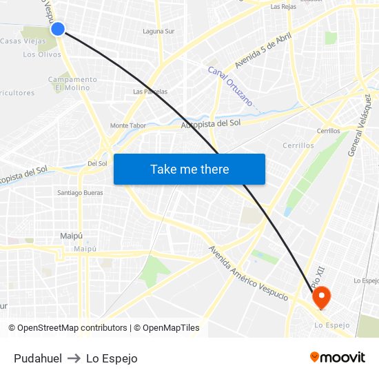 Pudahuel to Lo Espejo map