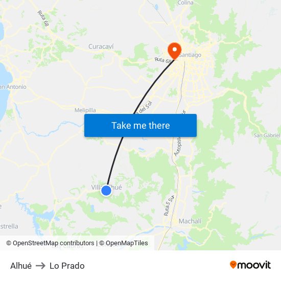 Alhué to Lo Prado map