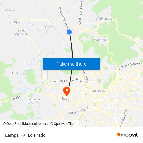 Lampa to Lo Prado map