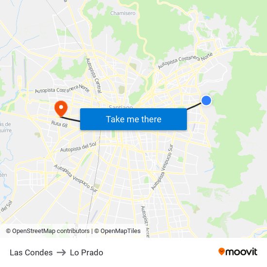 Las Condes to Lo Prado map