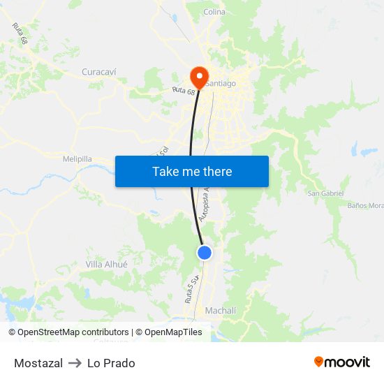 Mostazal to Lo Prado map