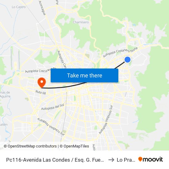 Pc116-Avenida Las Condes / Esq. G. Fuenzalida to Lo Prado map