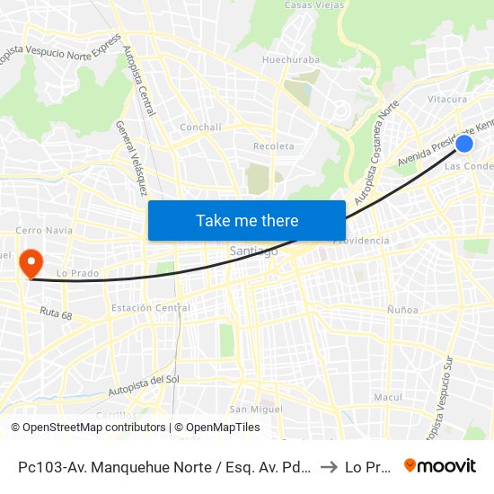 Pc103-Av. Manquehue Norte / Esq. Av. Pdte. Riesco to Lo Prado map