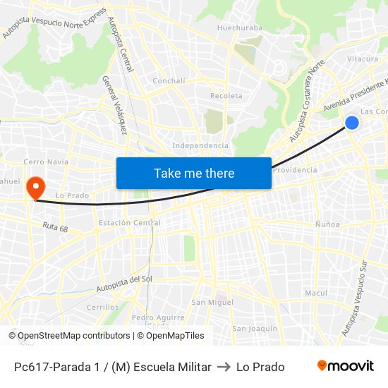Pc617-Parada 1 / (M) Escuela Militar to Lo Prado map