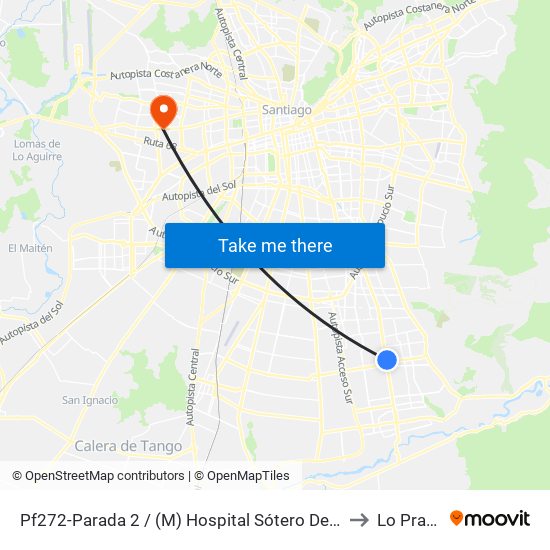 Pf272-Parada 2 / (M) Hospital Sótero Del Río to Lo Prado map