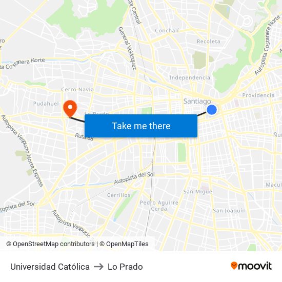 Universidad Católica to Lo Prado map