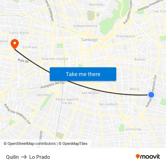 Quilín to Lo Prado map