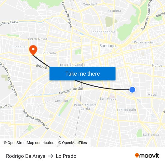 Rodrigo De Araya to Lo Prado map