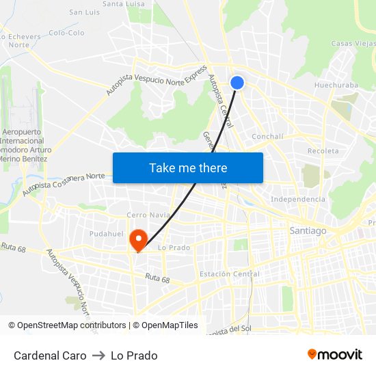 Cardenal Caro to Lo Prado map