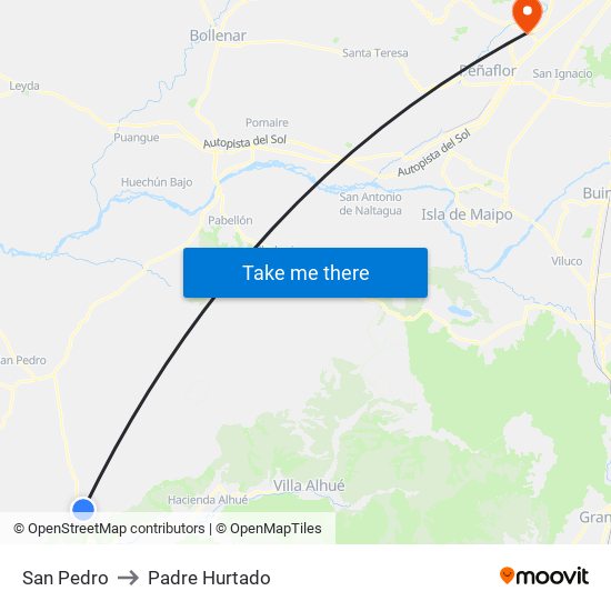 San Pedro to Padre Hurtado map