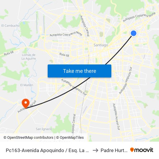 Pc163-Avenida Apoquindo / Esq. La Capitanía to Padre Hurtado map