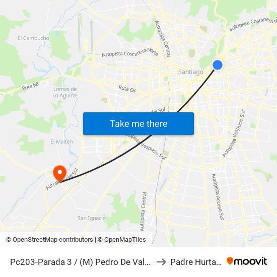 Pc203-Parada 3 / (M) Pedro De Valdivia to Padre Hurtado map
