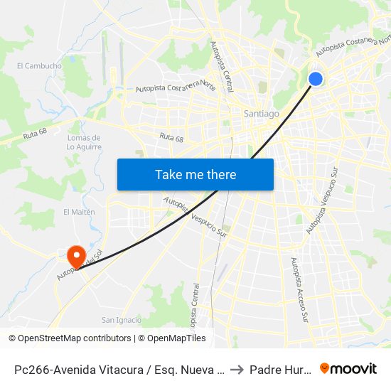 Pc266-Avenida Vitacura / Esq. Nueva Costanera to Padre Hurtado map