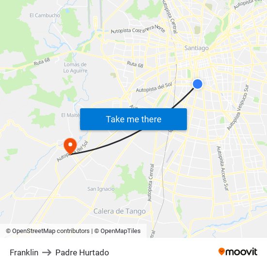 Franklin to Padre Hurtado map