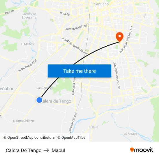 Calera De Tango to Macul map