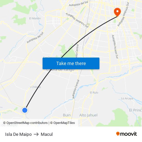 Isla De Maipo to Macul map