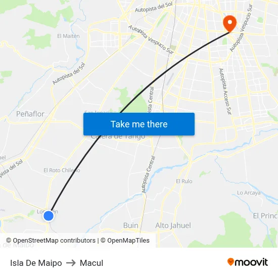 Isla De Maipo to Macul map