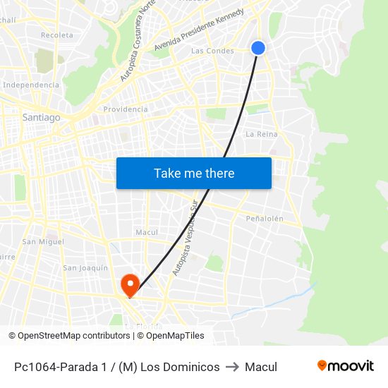 Pc1064-Parada 1 / (M) Los Dominicos to Macul map