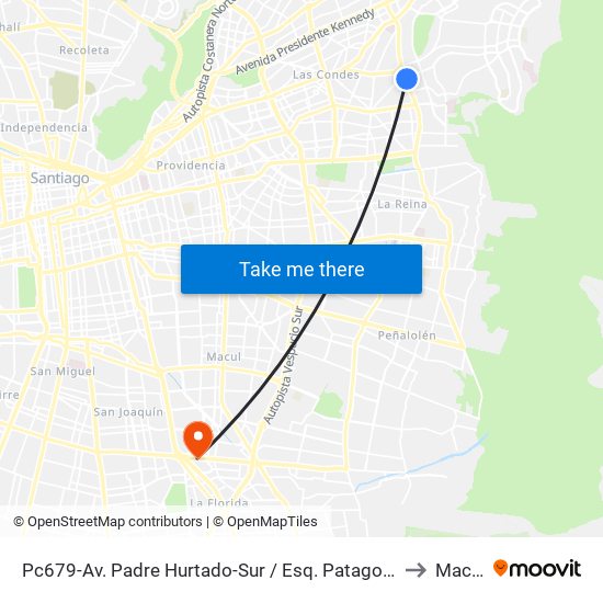 Pc679-Av. Padre Hurtado-Sur / Esq. Patagonia to Macul map