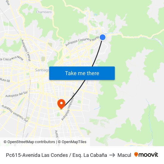 Pc615-Avenida Las Condes / Esq. La Cabaña to Macul map
