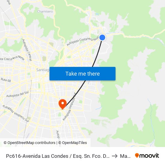Pc616-Avenida Las Condes / Esq. Sn. Fco. De Asís to Macul map