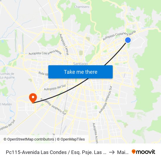 Pc115-Avenida Las Condes / Esq. Psje. Las Condes to Maipú map