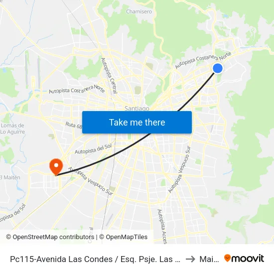 Pc115-Avenida Las Condes / Esq. Psje. Las Condes to Maipú map