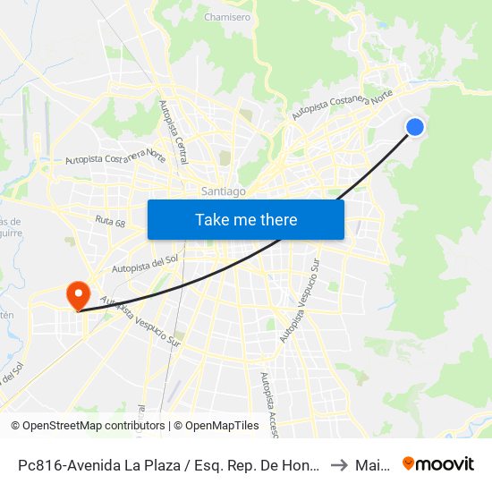 Pc816-Avenida La Plaza / Esq. Rep. De Hondura to Maipú map
