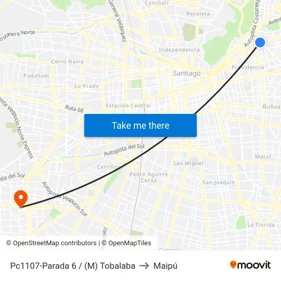 Pc1107-Parada 6 / (M) Tobalaba to Maipú map