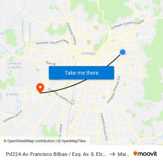 Pd224-Av. Francisco Bilbao / Esq. Av. S. Elcano to Maipú map