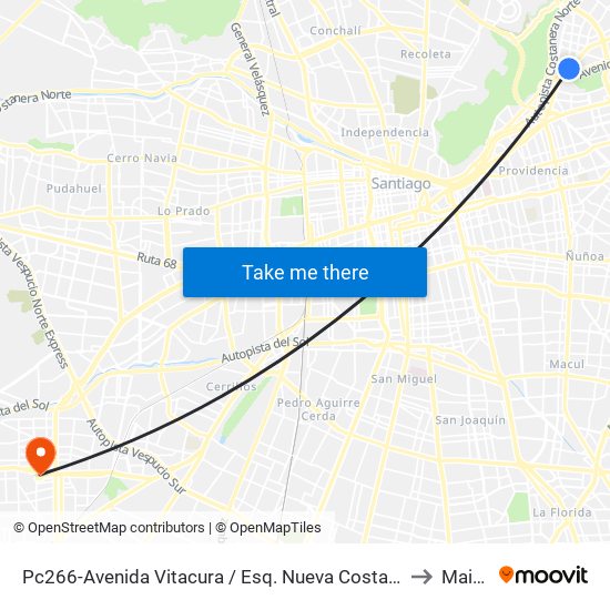 Pc266-Avenida Vitacura / Esq. Nueva Costanera to Maipú map