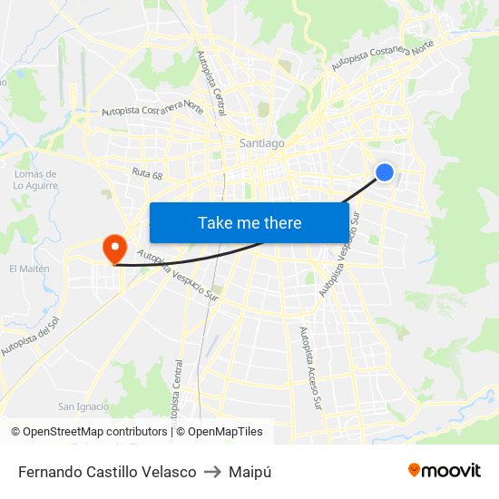 Fernando Castillo Velasco to Maipú map