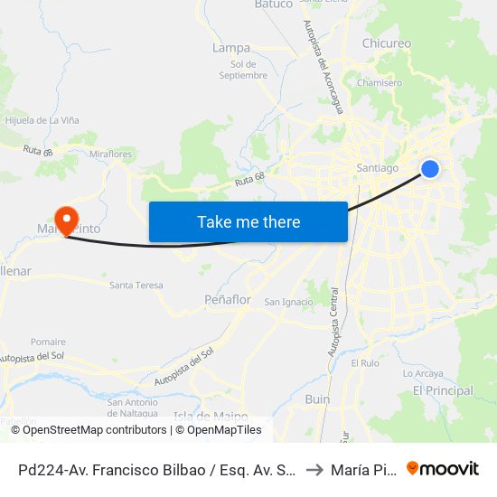 Pd224-Av. Francisco Bilbao / Esq. Av. S. Elcano to María Pinto map