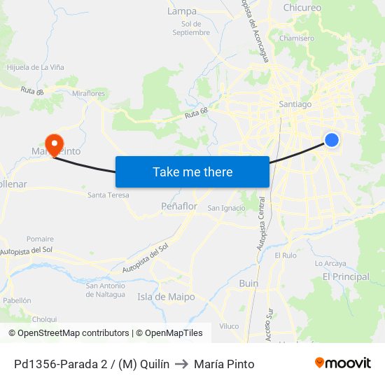 Pd1356-Parada 2 / (M) Quilín to María Pinto map