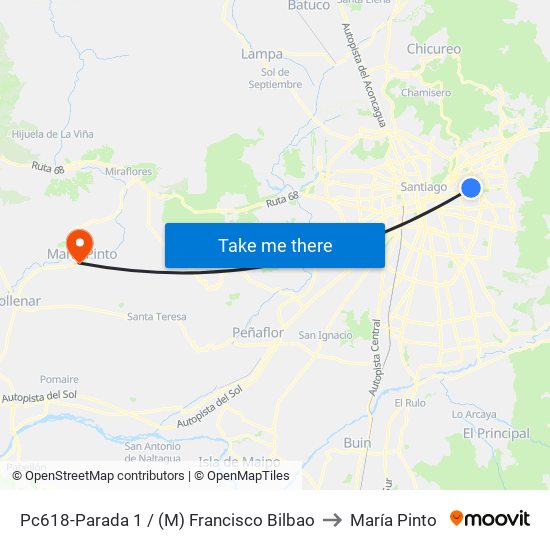 Pc618-Parada 1 / (M) Francisco Bilbao to María Pinto map