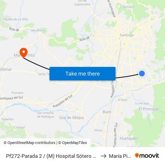 Pf272-Parada 2 / (M) Hospital Sótero Del Río to María Pinto map