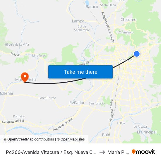 Pc266-Avenida Vitacura / Esq. Nueva Costanera to María Pinto map