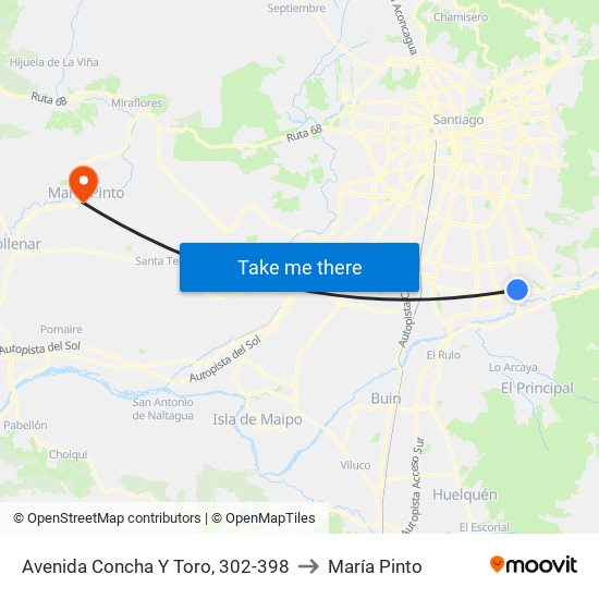 Avenida Concha Y Toro, 302-398 to María Pinto map