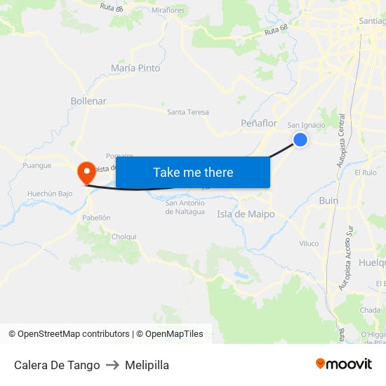 Calera De Tango to Melipilla map