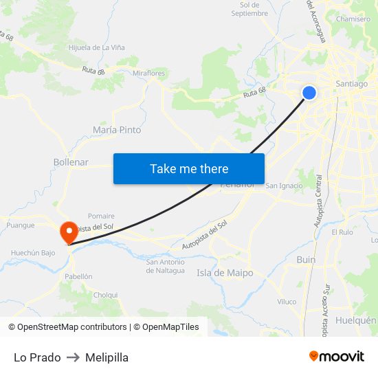 Lo Prado to Melipilla map
