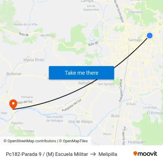 Pc182-Parada 9 / (M) Escuela Militar to Melipilla map