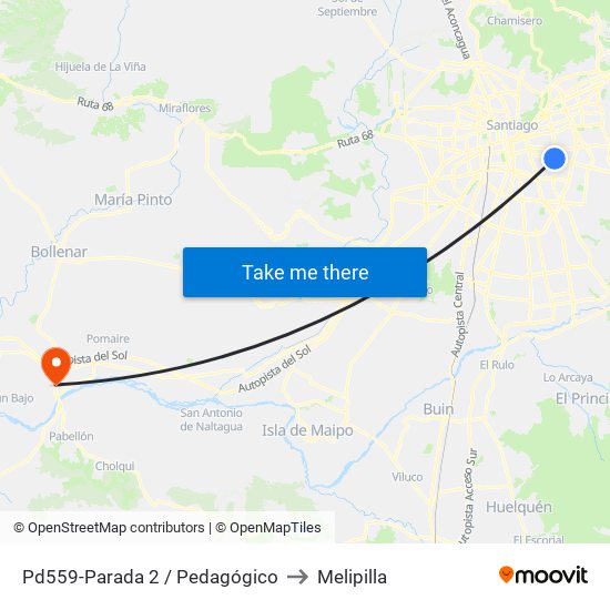 Pd559-Parada 2 / Pedagógico to Melipilla map