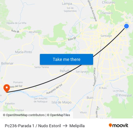 Pc236-Parada 1 / Nudo Estoril to Melipilla map