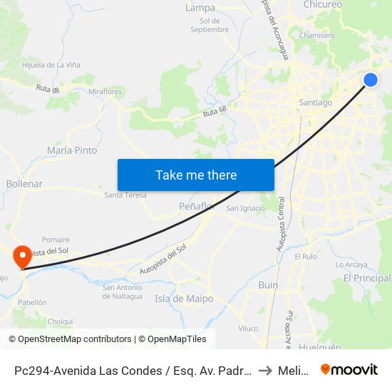 Pc294-Avenida Las Condes / Esq. Av. Padre H. Central to Melipilla map
